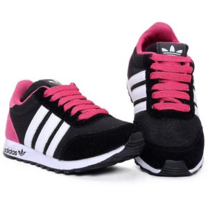 Tênis Adidas Neo Infantil de cor Preto Pink.